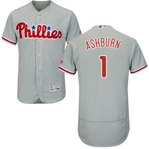 Phillies #1 Richie Ashburn Grey Flexbase Authentic Collection Stitched MLB Jersey